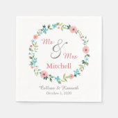 De lente bloemenkrans bruiloft servetten (Voorkant)