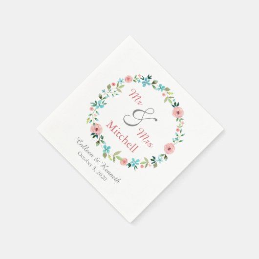 De lente bloemenkrans bruiloft servetten (Hoek)