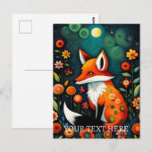 De lente Floral Fox schilderij Briefkaart (Voorkant / Achterkant)