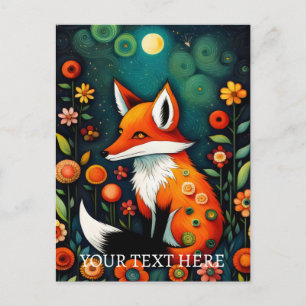 De lente Floral Fox schilderij Briefkaart