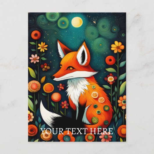 De lente Floral Fox schilderij Briefkaart (Voorkant)