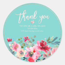 De lente Flowers|Thank You|DIY Bckgrnd Ronde Sticker