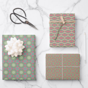 De lente Geometrische Groene Patroonreeks Inpakpapier Vel