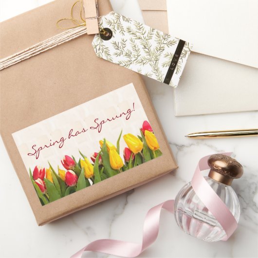 De lente heeft geschilderde tulpen rechthoekige sticker (Geschenken)