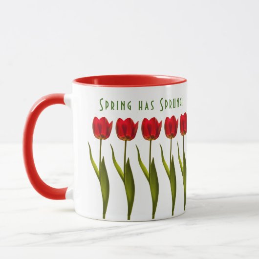 De lente heeft Sprung. - Rode Tulpen - Fotografie Mok (Links)