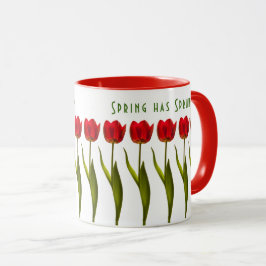 De lente heeft Sprung. - Rode Tulpen - Fotografie Mok