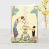 De lente in het Wenskaart van het Art deco van Kaart (Gele Bloem)