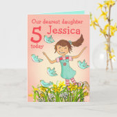 De lente in leeftijd 5 van de luchtdochter kaart (Gele Bloem)