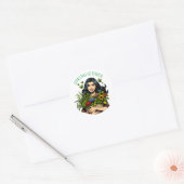 De lente is hier | Dame met Armful van Planten Ronde Sticker (Envelop)