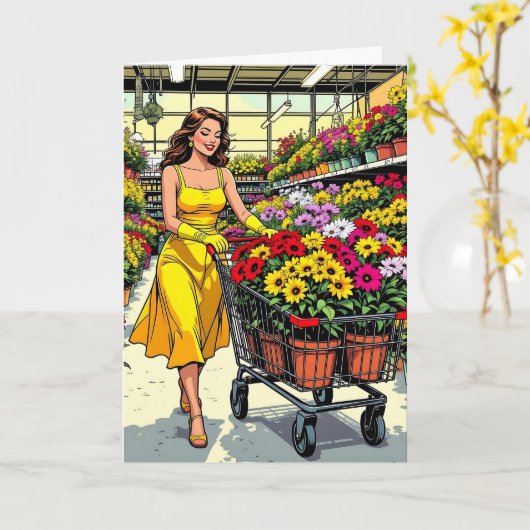 De lente is hier! Tuinieren Handschoenen en Sundre Kaart (Gele Bloem)