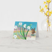 De lente komt - Winterkoninkje & sneeuwklokjes Kaart (Gele Bloem)