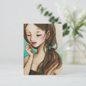 De lente (leuk meisje met sproeten watercolour briefkaart (Staand voorkant)