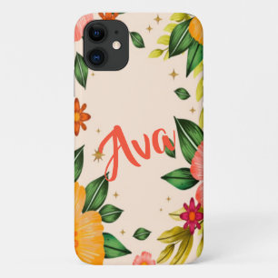 De lente Tropische Bloemen Aangepaste Naam Case-Mate iPhone Case