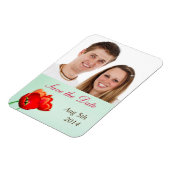 De lente tulp red floral mint bruiloft redt de dat magneet (Linkerzijde)