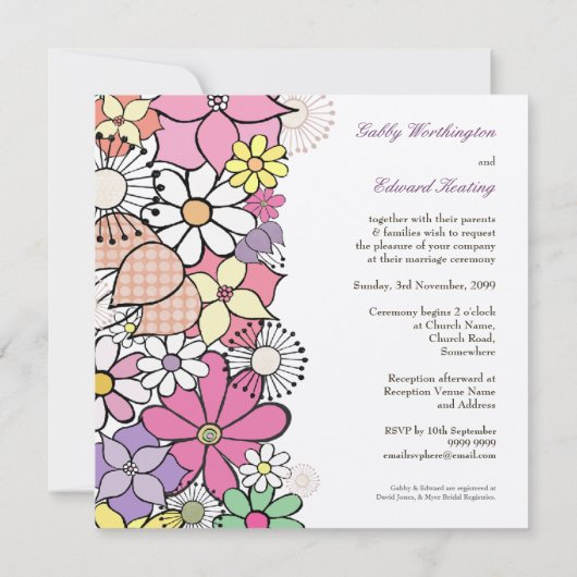 De Lente van het huwelijk bloeit de Uitnodiging (Achterkant)