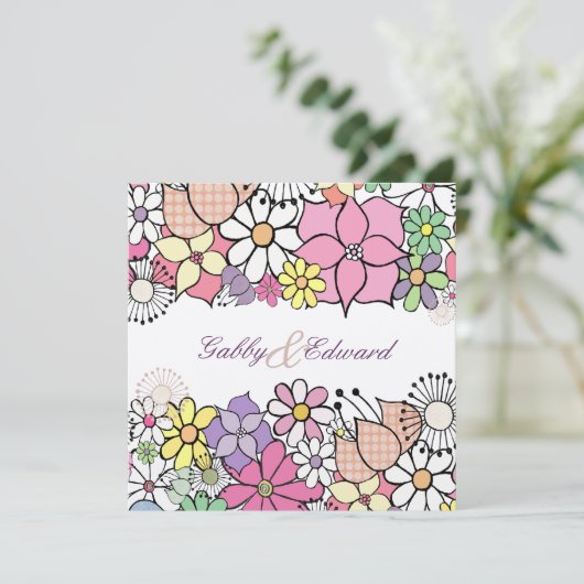 De Lente van het huwelijk bloeit de Uitnodiging (Staand voorkant)