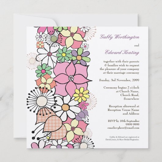 De Lente van het huwelijk bloeit de Uitnodiging (Achterkant)