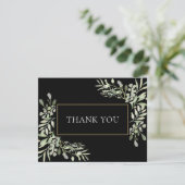 De lente verlaat zwart gouden zaken Dank u kaart (Staand voorkant)