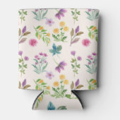 De lente Waterverf Botanisch Bloeiend Naadloos Blikjeskoeler (Voorkant)