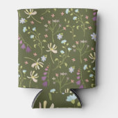 De lente Waterverf Botanisch Bloeiend Naadloos Blikjeskoeler (Voorkant)