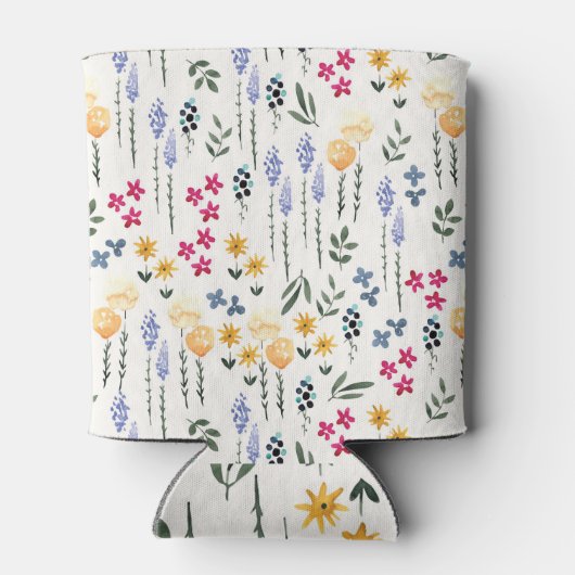 De lente Waterverf Botanisch Bloeiend Naadloos Blikjeskoeler (Achterkant)