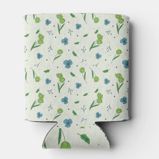 De lente Waterverf Botanisch Bloeiend Naadloos Blikjeskoeler (Achterkant)