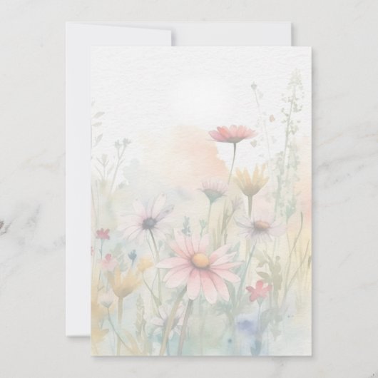 De lente Waterverf Wildflower Silhouet Bruiloft Kaart (Achterkant)