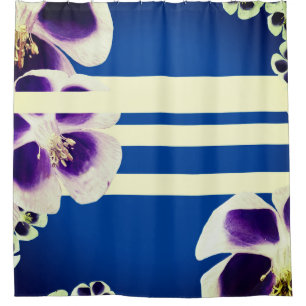De lente zal zingen Floral blauw wit Douche gordij Douchegordijn