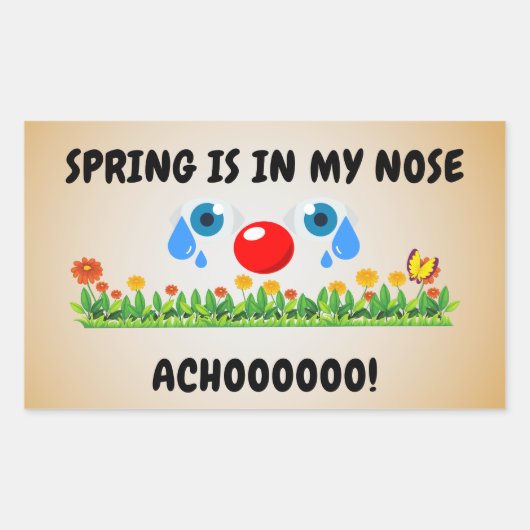 De lente zit in mijn neus. Achoo! Rechthoekige Sticker (Voorkant)