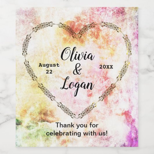 De lentekleuren Abstracte Huwelijk Wijn Etiket (Enkel label)