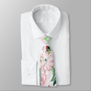 de lenteroze van de boho elegant waterverf bloemen stropdas