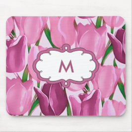 De lentetulpen die Douane Monogram Gift schilderen Muismat