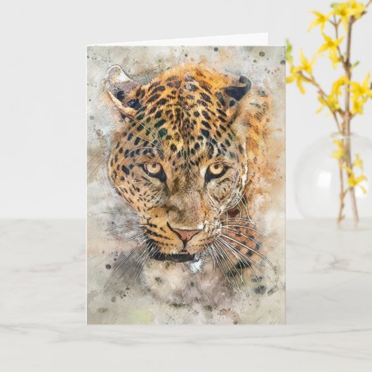 DE LEOPARD BLANK ALL-OCCASION KAART (Gele Bloem)