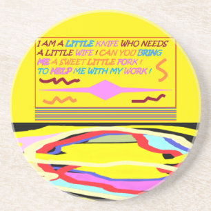 De lepel wordt verliefd op de pollepel en het mes  zandsteen onderzetter