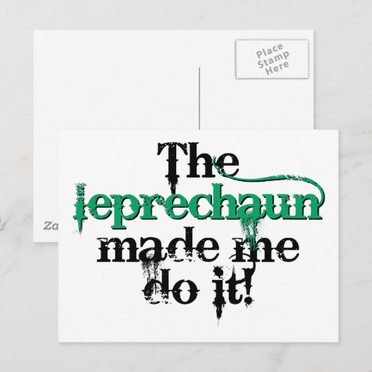 De leprechaun liet me het doen (bc) briefkaart (Voorkant / Achterkant)