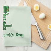 De Leprechaun met een klaver Theedoek (Quarter Fold)