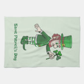 De Leprechaun met een klaver Theedoek (Horizontaal)