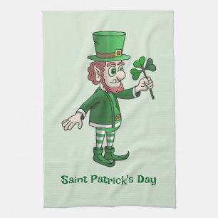 De Leprechaun met een klaver Theedoek