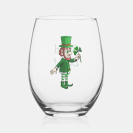 De Leprechaun met een klaver Wijnglas Zonder Voet