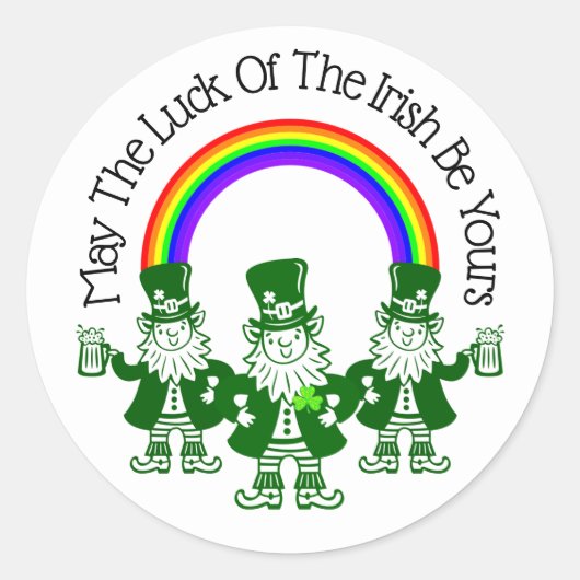 De Leprechaun Trio Klassieke Ronde Sticker (Voorkant)