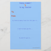 De leraar aan het eind van het jaar bedankt je not (Voorkant)