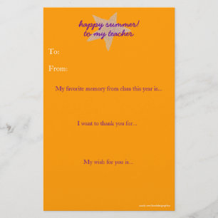 De leraar aan het eind van het jaar bedankt je not