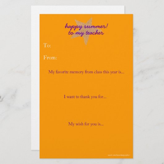 De leraar aan het eind van het jaar bedankt je not (Voorkant / Achterkant)