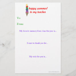 De leraar aan het eind van het jaar bedankt je not