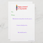 De leraar aan het eind van het jaar bedankt je not (Voorkant / Achterkant)