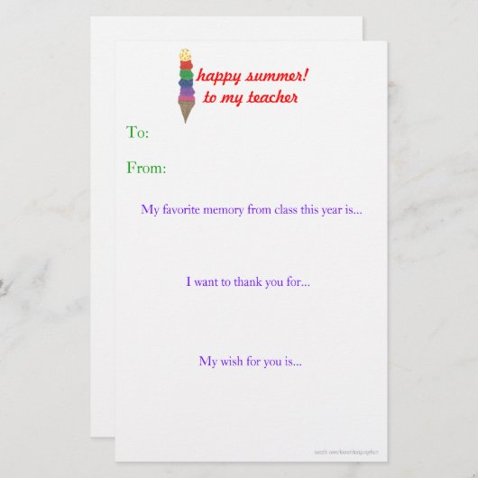 De leraar aan het eind van het jaar bedankt je not (Voorkant / Achterkant)