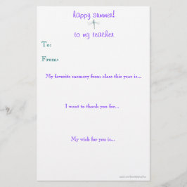 De leraar aan het eind van het jaar bedankt je not