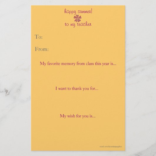 De leraar aan het eind van het jaar bedankt je not (Voorkant)