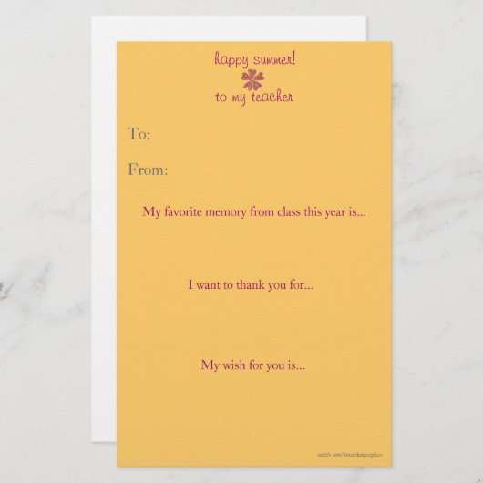 De leraar aan het eind van het jaar bedankt je not (Voorkant / Achterkant)