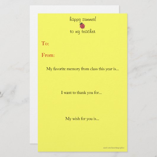 De leraar aan het eind van het jaar bedankt je not (Voorkant / Achterkant)